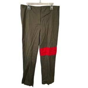 p.a.k Olive Green Red Stripe Colorblock‎ Trousers Military Chino Pants 10